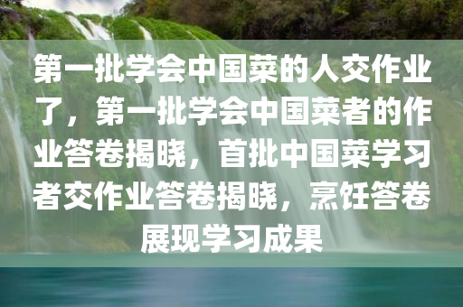 第一批学会中国菜的人交作业了，第一批学会中国菜者的作业答卷揭晓，首批中国菜学习者交作业答卷揭晓，烹饪答卷展现学习成果