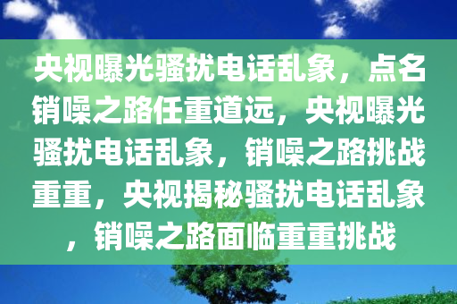 央视曝光骚扰电话乱象，点名销噪之路任重道远，央视曝光骚扰电话乱象，销噪之路挑战重重，央视揭秘骚扰电话乱象，销噪之路面临重重挑战