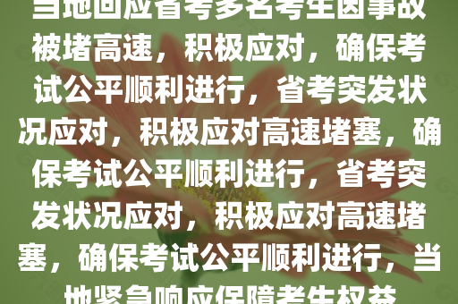 当地回应省考多名考生因事故被堵高速，积极应对，确保考试公平顺利进行，省考突发状况应对，积极应对高速堵塞，确保考试公平顺利进行，省考突发状况应对，积极应对高速堵塞，确保考试公平顺利进行，当地紧急响应保障考生权益