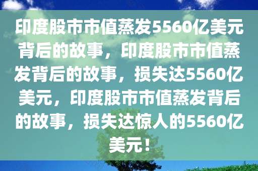 印度股市市值蒸发5560亿美元背后的故事，印度股市市值蒸发背后的故事，损失达5560亿美元，印度股市市值蒸发背后的故事，损失达惊人的5560亿美元！