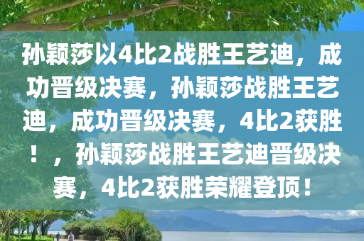 孙颖莎以4比2战胜王艺迪，成功晋级决赛，今晚必出三肖2025_2025新澳门精准免费提供·精确判断孙颖莎战胜王艺迪，成功晋级决赛，4比2获胜！，孙颖莎战胜王艺迪晋级决赛，4比2获胜荣耀登顶！