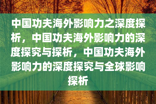 中今晚必出三肖2025_2025新澳门精准免费提供·精确判断国功夫海外影响力之深度探析，中国功夫海外影响力的深度探究与探析，中国功夫海外影响力的深度探究与全球影响探析