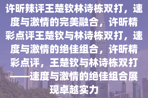 许昕辣评王楚钦林诗栋双打，速度与激情的完美融合，许昕精彩点评王楚钦与林诗栋双打，速度与激情的绝佳组合，许昕精彩点评，王楚钦与林诗栋双打——速度与激情的绝佳组合展现卓越实力