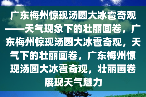 广东梅州惊现汤圆大冰雹奇观——天气现象下的壮丽画卷，广东梅州惊现汤圆大冰雹奇观，天气下的壮丽画卷，广东梅州惊现汤圆大冰雹奇观，壮丽画卷展现天气魅力