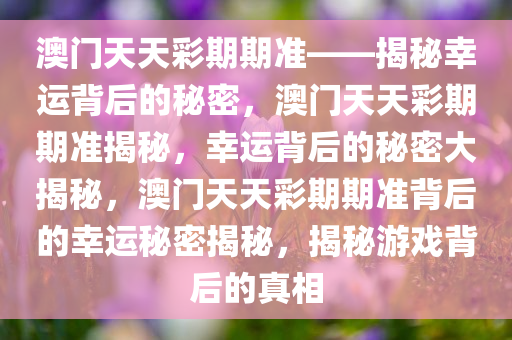 澳门天天彩期期准——揭秘幸运背后的秘密，澳门天天彩期期准揭秘，幸运背后的秘密大揭秘，澳门天天彩期期准背后的幸运秘密揭秘，揭秘游戏背后的真相