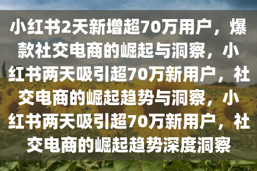 小红书2天新增超70万用户，爆款社交电商的崛起与洞察，小红书两天吸引超70万新今晚必出三肖2025_2025新澳门精准免费提供·精确判断用户，社交电商的崛起趋势与洞察，小红书两天吸引超70万新用户，社交电商的崛起趋势深度洞察