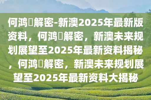 何鸿燊解密-新澳2025年最新版资料，何鸿燊解密，新澳未来规划展望至2025年最新资料揭秘，何鸿燊解密，新澳未来规划展望至2025年最新资料大揭秘