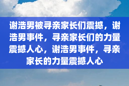 谢浩男被寻亲家长们震撼，谢浩男事件，寻亲家长们的力量震撼人心，谢浩男事件，寻亲家长的力量震撼人心