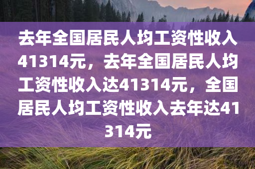 去年全国居民人均工资性收入41314元，去年全国居民人均工资性收入达41314元，全国居民人均工资性收入去年达41314元今晚必出三肖2025_2025新澳门精准免费提供·精确判断