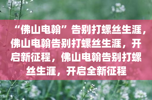 “佛山电翰”告别打螺丝生涯，佛山电翰告别打螺丝生涯，开启新征程，佛山电翰告别打螺丝生涯，开启全新征程