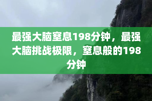 最强大脑窒息198分钟，最强大脑挑战极限，窒息般的198分钟