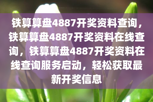 铁算算盘4887开奖资料查询