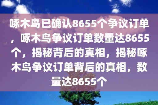 啄木鸟已确认8655个争议订单