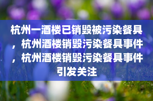 杭州一酒楼已销毁被污染餐具，杭州酒楼销毁污染餐具事件，杭州酒楼销毁污染餐具事件引发关注