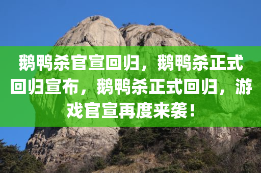 鹅鸭杀官宣回归，鹅鸭杀正式回归宣布，鹅鸭杀正式回归，游戏官宣再度来袭！