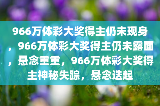 966万体彩大奖得主仍未现身，966万体彩大奖得主仍未露面，悬念重重，966万体彩大奖得主神秘失踪，悬念迭起