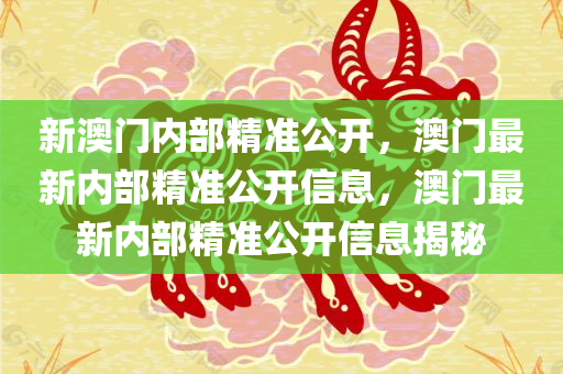 新澳门内部精准公开，澳门最新内部精准公开信息，澳门最新内部精准公开信息揭秘