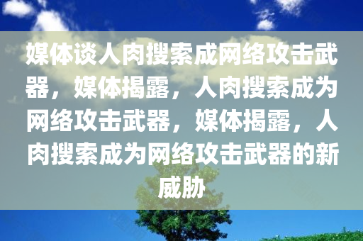 媒体谈人肉搜索成网络攻击武器，媒体揭露，人肉搜索成为网络攻击武器，媒体揭露，人肉搜索成为网络攻击武器的新威胁