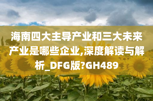 海南四大主导产业和三大未来产业是哪些企业,深度解读与解析_DFG版?GH489