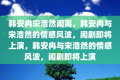 韩安冉宋浩然闹离，韩安冉与宋浩然的情感风波，闹剧即将上演，韩安冉与宋浩然的情感风波，闹剧即将上演