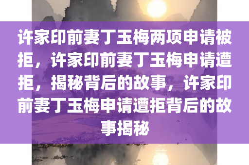 许家印前妻丁玉梅两项申请被拒，许家印前妻丁玉梅申请遭拒，揭秘背后的故事，许家印前妻丁玉梅申请遭拒背后的故事揭秘