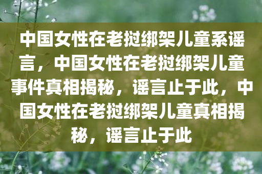 中国女性在老挝绑架儿童系谣言，中国女性在老挝绑架儿童事件真相揭秘，谣言止于此，中国女性在老挝绑架儿童真相揭秘，谣言止于此