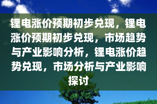 锂电涨价预期初步兑现