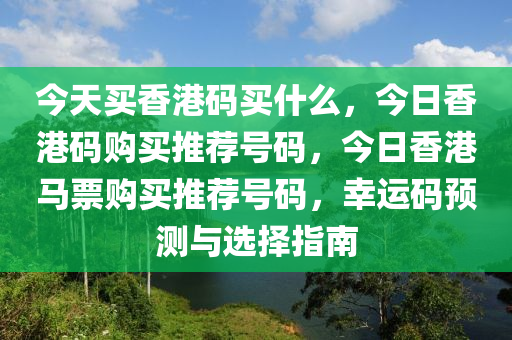 今天买香港码买什么，今日香港码购买推荐号码，今日香港马票购买推荐号码，幸运码预测与选择指南