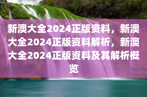 新澳大全2024正版资料，新澳大全2024正版资料解析，新澳大全2024正版资料及其解析概览