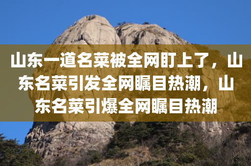 山东一道名菜被全网盯上了，山东名菜引发全网瞩目热潮，山东名菜引爆全网瞩目热潮