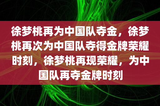 徐梦桃再为中国队夺金，徐梦桃再次为中国队夺得金牌荣耀时刻，徐梦桃再现荣耀，为中国队再夺金牌时刻