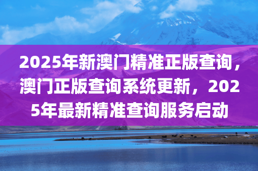 2025年新澳门精准正版查询，澳门正版查询系统更新，2025年最新精准查询服务启动