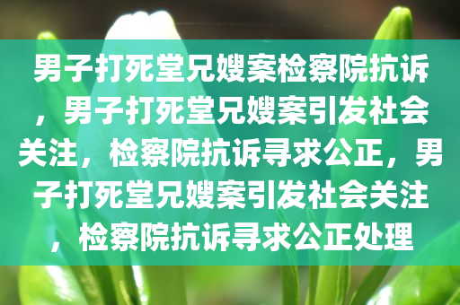 男子打死堂兄嫂案检察院抗诉