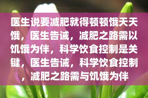 医生说要减肥就得顿顿饿天天饿