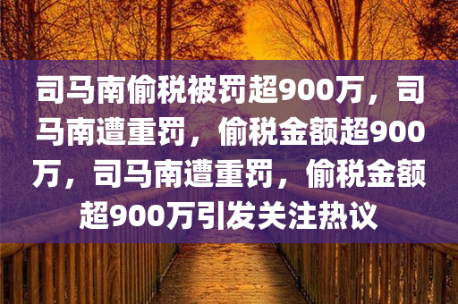 司马南偷税被罚超900万，司马南遭重罚，偷税金额超900万，司马南遭重罚，偷税金额超900万引发关注热议