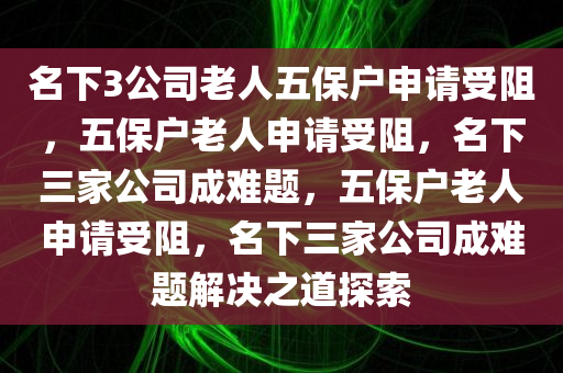 名下3公司老人五保户申请受阻，五保户老人申请受阻，名下三家公司成难题，五保户老人申请受阻，名下三家公司成难题解决之道探索