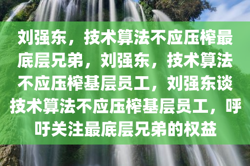 刘强东：技术算法不应压榨最底层兄弟