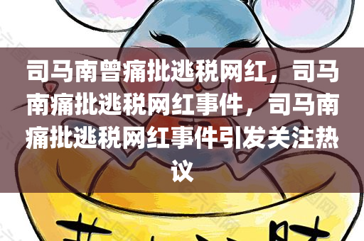 司马南曾痛批逃税网红