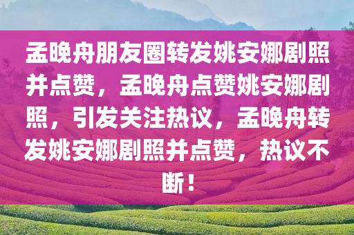 孟晚舟朋友圈转发姚安娜剧照并点赞