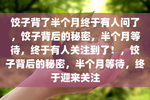 饺子背了半个月终于有人问了，饺子背后的秘密，半个月等待，终于有人关注到了！，饺子背后的秘密，半个月等待，终于迎来关注