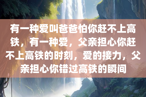 有一种爱叫爸爸怕你赶不上高铁，有一种爱，父亲担心你赶不上高铁的时刻，爱的接力，父亲担心你错过高铁的瞬间