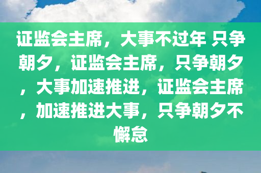 证监会主席：大事不过年 只争朝夕