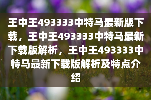 王中王493333中特马最新版下载，王中王493333中特马最新下载版解析，王中王493333中特马最新下载版解析及特点介绍