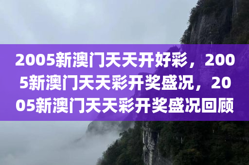 2005新澳门天天开好彩，2005新澳门天天彩开奖盛况，2005新澳门天天彩开奖盛况回顾