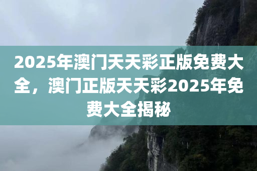 2025年澳门天天彩正版免费大全，澳门正版天天彩2025年免费大全揭秘