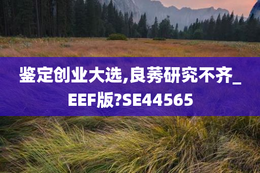 鉴定创业大选,良莠研究不齐_EEF版?SE44565