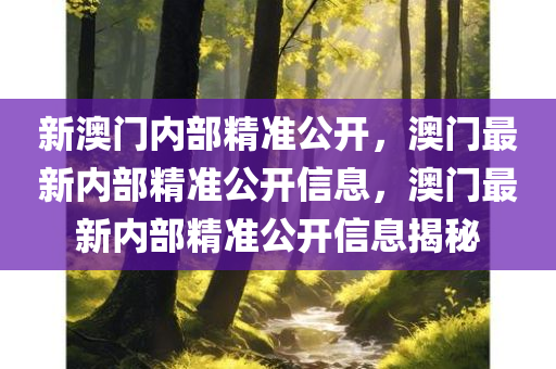 新澳门内部精准公开，澳门最新内部精准公开信息，澳门最新内部精准公开信息揭秘