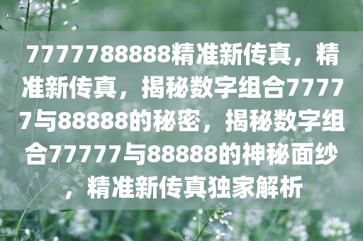 7777788888精准新传真，精准新传真，揭秘数字组合77777与88888的秘密，揭秘数字组合77777与88888的神秘面纱，精准新传真独家解析