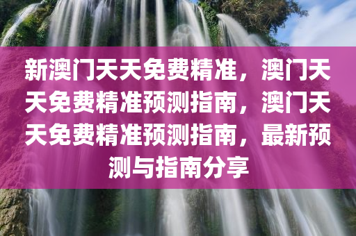 新澳门天天免费精准，澳门天天免费精准预测指南，澳门天天免费精准预测指南，最新预测与指南分享