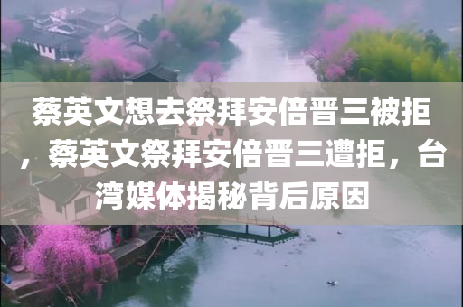 蔡英文想去祭拜安倍晋三被拒，蔡英文祭拜安倍晋三遭拒，台湾媒体揭秘背后原因